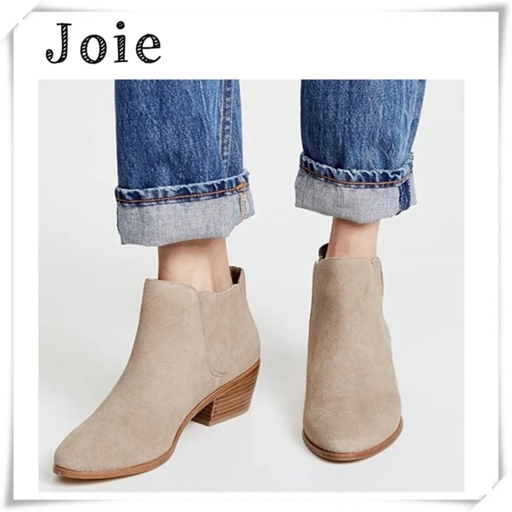 Joie Barlow Tan Suede Ankle Booties in Beige Stone/Tan Size 38